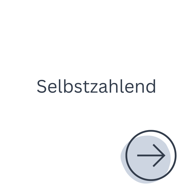 Text "Selbstzahlend" mit einem Pfeil nach rechts
