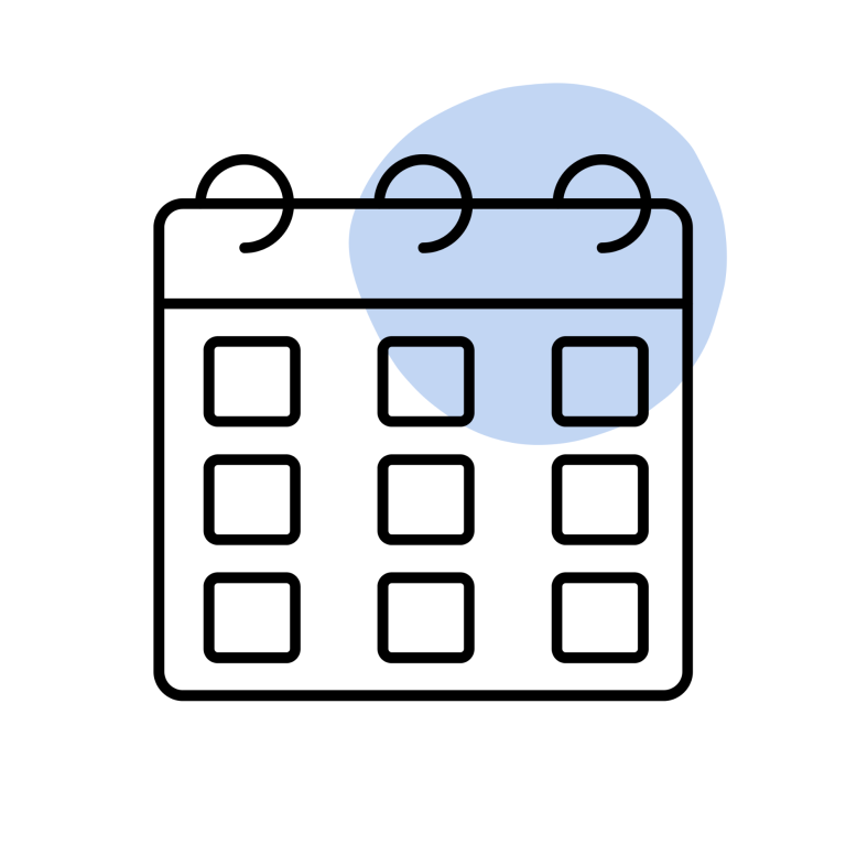 Buchen Sie einen Termin Kalender-Symbol mit einem blaugrauen Kreis im Hintergrund