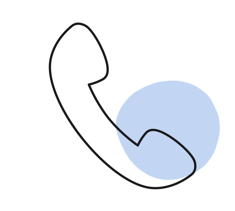 Rufen Sie uns an Telefonhörer-Symbol mit einem blauen Kreis im Hintergrund